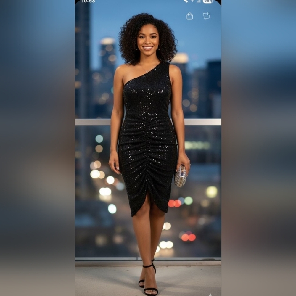 Fashion Nova Black Sequin Pencil Skirt